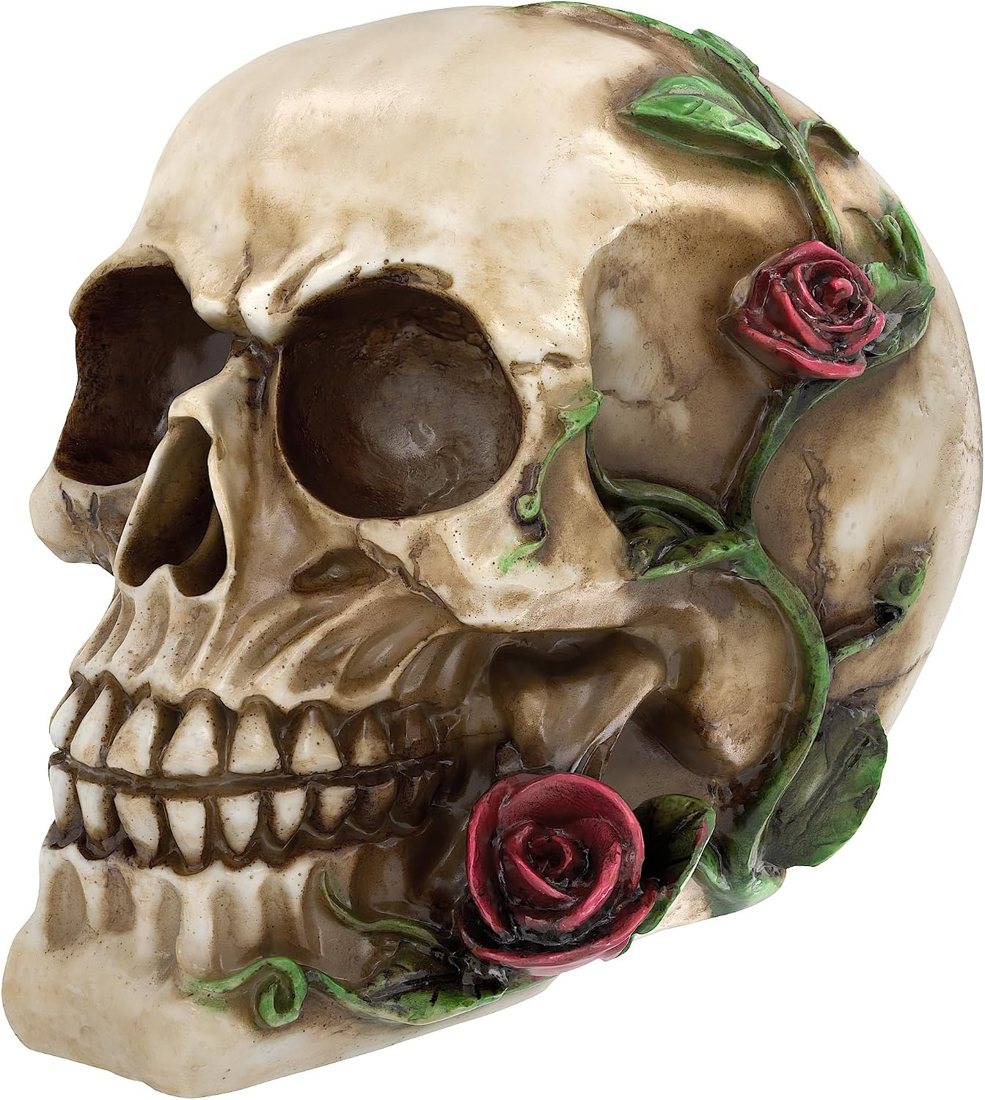 Readaeer Skull with Rose Statue